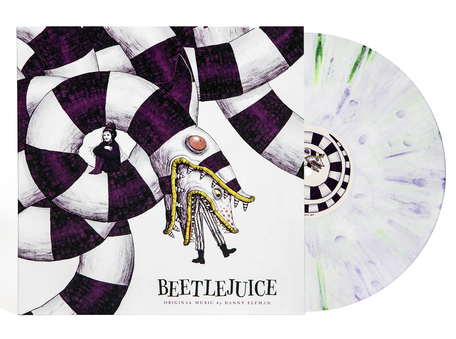 BEETLEJUICE/VINYLE BLANC VERT VIOLET TOURBILLON/AUDIOPHILE 180GR/COMPOSITEUR DANNY ELFMAN/30EME ANNIV