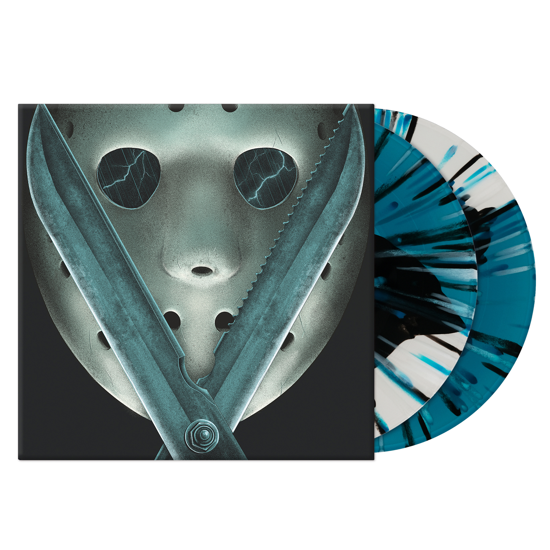 FRIDAY THE 13TH PART V/A NEW BEGINNING/VINYLE BLEU BLANC AVEC ECLABOUSSURES NOIRES 180GR