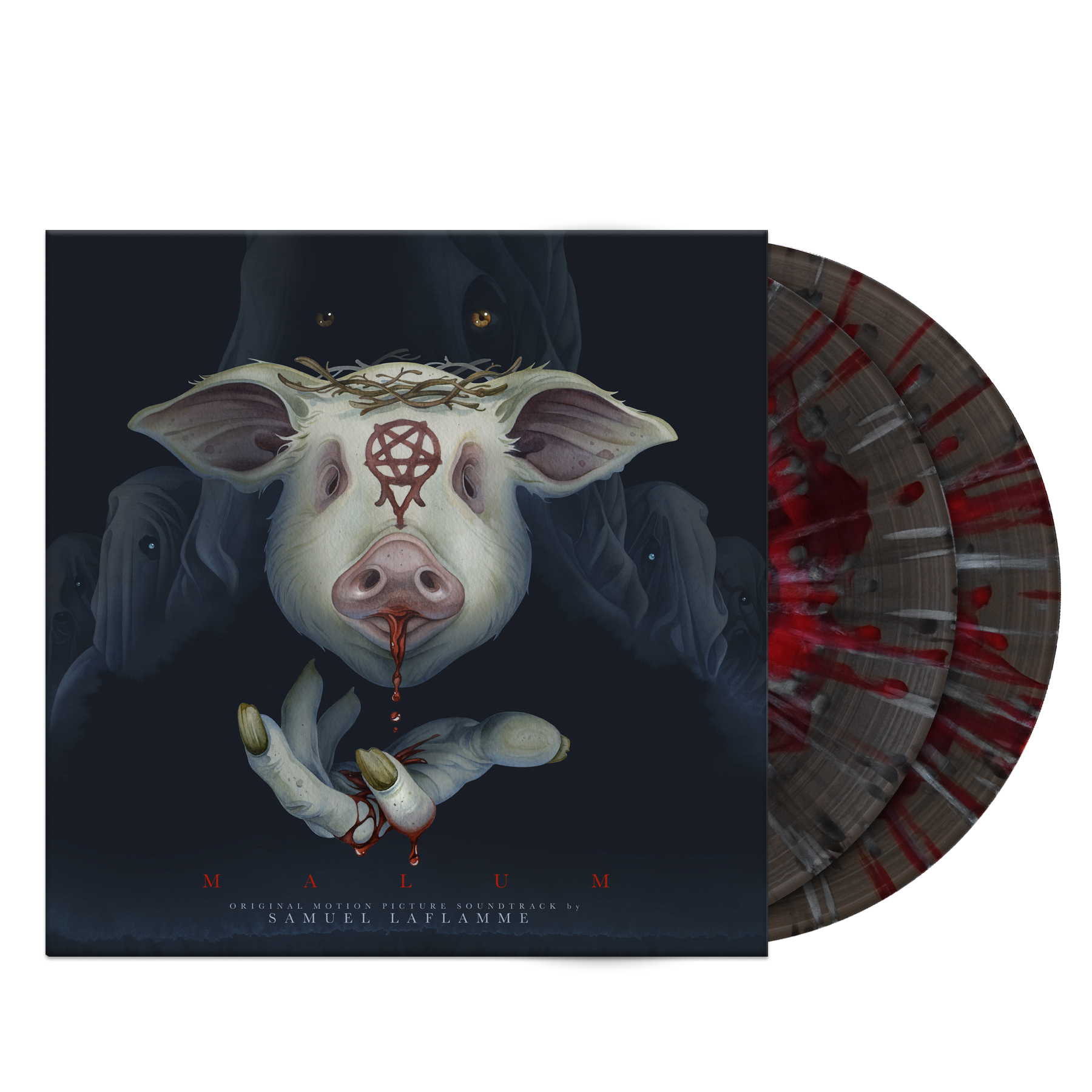 MALUM/VINYLE GRIS ET ROUGE TOURBILLON AVEC ECLABOUSSURES BLANCHES 180GR