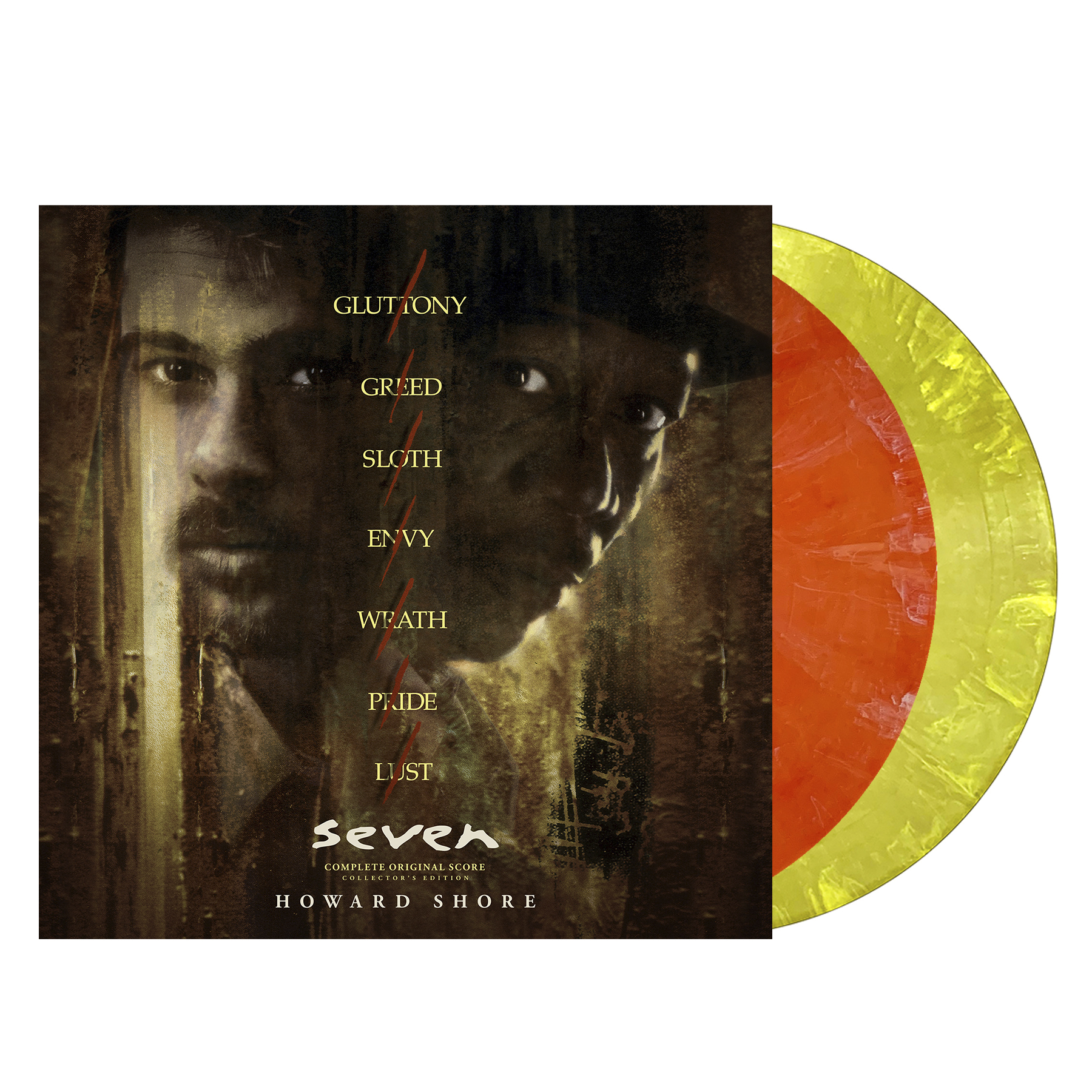SEVEN/DELUXE VINYLE LP1 ORANGE/LP2 JAUNE/COULEURS EXCLUSIVES BERTUS/POCHETTE GATEFOLD/COMPOSITEUR HOWARD SHORE