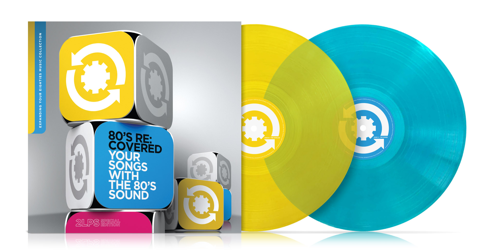 80 S RE COVERED/VINYLE BLEU ET JAUNE/POCHETTE GATEFOLD