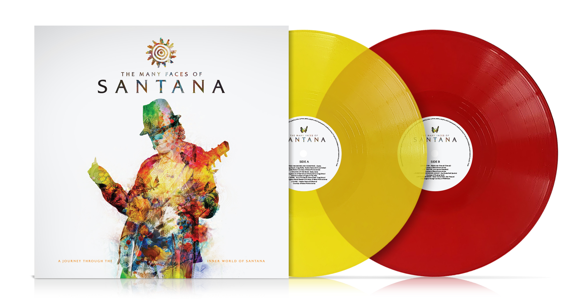 MANY FACES OF SANTANA/VINYLE JAUNE ET ROUGE TRANSPARENT