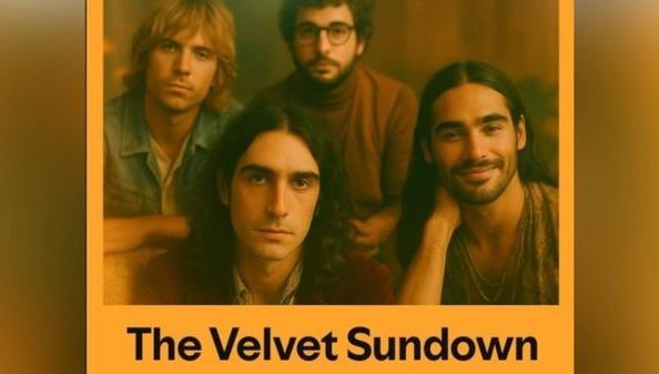 Pochette d'album générée par IA du groupe fictif The Velvet Sundown sur Spotify - esthétique seventies artificielle