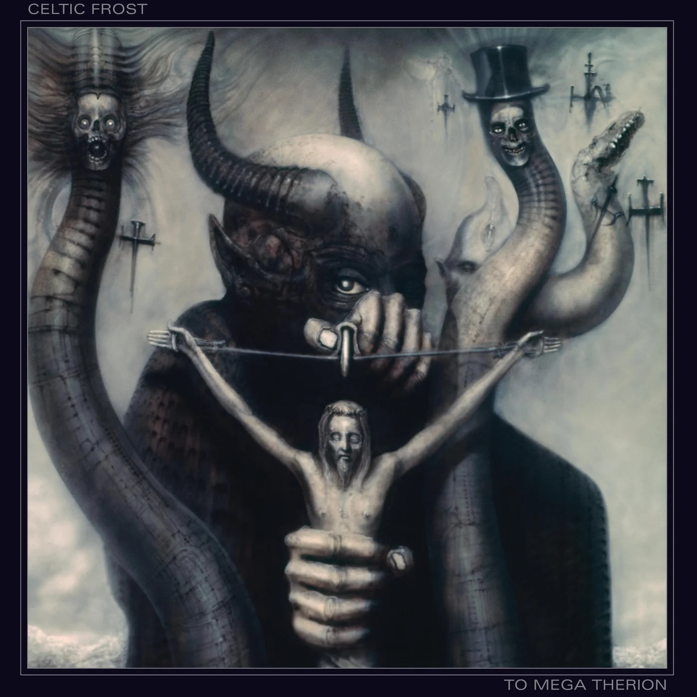 Pochette album horreur : To Mega Therion de Celtic Frost (1985), toile Satan I de H. R. Giger